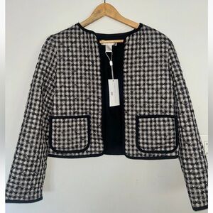 NEW!  CAROLINE CONSTAS Bow Gingham Plaid Jacket in Black Multi Size S